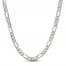 Men's Figaro Chain Necklace Sterling Silver 24"