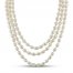 Cultured Pearl Triple Strand Necklace Sterling Silver 20"