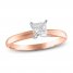 Diamond Solitaire Engagement Ring 1/2 ct tw Princess-Cut 10K Rose Gold