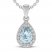 Aquamarine & White Lab-Created Sapphire Necklace Sterling Silver 18"