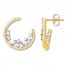 Diamond Hoop Earrings 1/2 ct tw Round/Baguette 10K Yellow Gold