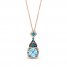Le Vian Exotics Aquamarine Necklace 5/8 ct tw Diamonds 14K Strawberry Gold 18"