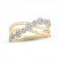 Diamond Bypass Cluster Ring 1/3 ct tw Round-cut 10K Yellow Gold