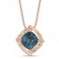 Le Vian Blue Topaz Necklace 1/5 ct tw Diamonds 14K Strawberry Gold