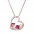 Morganite/Garnet/Tourmaline/Topaz Heart Necklace 10K Rose Gold