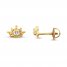 Children's Crown Earrings Cubic Zirconia 14K Yellow Gold