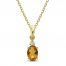 Citrine and Diamond Accent Necklace 10K Yellow Gold