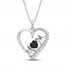 Garnet & White Lab-Created Sapphire 'Mom' Heart Necklace Sterling Silver 18"