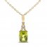 Peridot & Diamond Necklace 1/20 ct tw Cushion/Round-Cut 10K Yellow Gold 18"