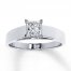 Diamond Solitaire Ring 3/4 carat Princess-Cut 14K White Gold