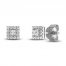 Diamond Earrings 1/4 ct tw Princess & Round 10K White Gold