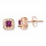 Natural Pink Sapphire Earrings with Diamonds 10K Rose Gold