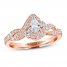 Adrianna Papell Diamond Engagement Ring 1/2 ct tw Pear/Round 14K Rose Gold