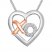 Diamond "XO" Heart Necklace Sterling Silver/10K Rose Gold