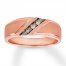 Men's Wedding Band 1/10 ct tw Diamonds 10K Rose Gold