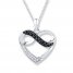 Black/White Diamond Heart Necklace 1/8 ct tw Sterling Silver