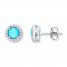 Lab-Created Blue Opal Earrings Sterling Silver