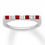 Lab-Created Ruby Flat Top Ring Sterling Silver