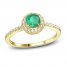 Emerald Ring 1/6 ct tw Diamonds 10K Yellow Gold