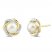 Cultured Pearl & White Lab-Created Sapphire Knot Earrings 10K Yellow Gold