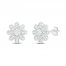 Diamond Flower Earrings 1/8 ct tw Round-cut Sterling Silver