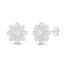 Diamond Flower Earrings 1/8 ct tw Round-cut Sterling Silver