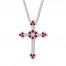 Lab-Created Ruby Cross Necklace Sterling Silver