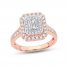 Diamond Engagement Ring 1-1/4 ct tw Emerald/Round-Cut 14K Rose Gold