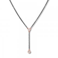 Bezel-Set Diamond Necklace 1/4 ct tw Stainless Steel/10K Gold