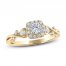 Diamond Engagement Ring 1/2 ct tw Round/Pear-Shaped 14K Yellow Gold