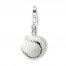 Baseball Charm White Enamel Sterling Silver