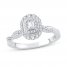Diamond Engagement Ring 3/8 ct tw Emerald/Round-cut 14K White Gold