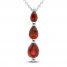 Lab-Created Ruby Three-Stone Necklace Sterling Silver 18"