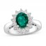 Lab-Created Emerald & White Lab-Created Sapphire Ring Sterling Silver