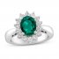 Lab-Created Emerald & White Lab-Created Sapphire Ring Sterling Silver