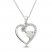 Lab-Created Opal & White Lab-Created Sapphire Heart Necklace Sterling Silver 18"