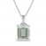 Green Quartz & White Topaz Necklace Octagon/Round-Cut Sterling Silver 18"