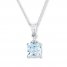 Aquamarine Necklace Diamond Accents 10K White Gold