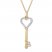 Diamond Heart Key Necklace 1/10 ct tw Round-cut 10K Yellow Gold