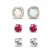 Lab-Created Opal/White Lab-Created Sapphire/Lab-Created Ruby Earrings Set Sterling Silver