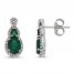 Emerald Earrings 1/6 ct tw Diamonds 10K White Gold