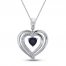 Blue & White Lab-Created Sapphire Heart Necklace Sterling Silver 18"