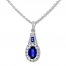 Natural Sapphire Necklace 1/10 ct tw Diamonds 10K White Gold