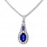 Natural Sapphire Necklace 1/10 ct tw Diamonds 10K White Gold