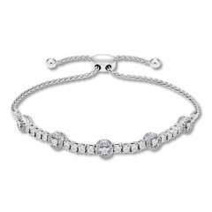 Diamond Bolo Bracelet 1/5 ct tw Round-cut Sterling Silver
