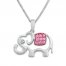Elephant Necklace Lab-Created Pink Sapphires Sterling Silver