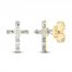 Diamond Cross Stud Earrings 1/5 ct tw Round/Baguette 10K Yellow Gold