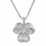Diamond Floral Necklace 1/2 ct tw Round-cut 10K White Gold