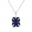 Blue/White Lab-Created Sapphire Necklace Sterling Silver 18"