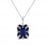 Blue/White Lab-Created Sapphire Necklace Sterling Silver 18"